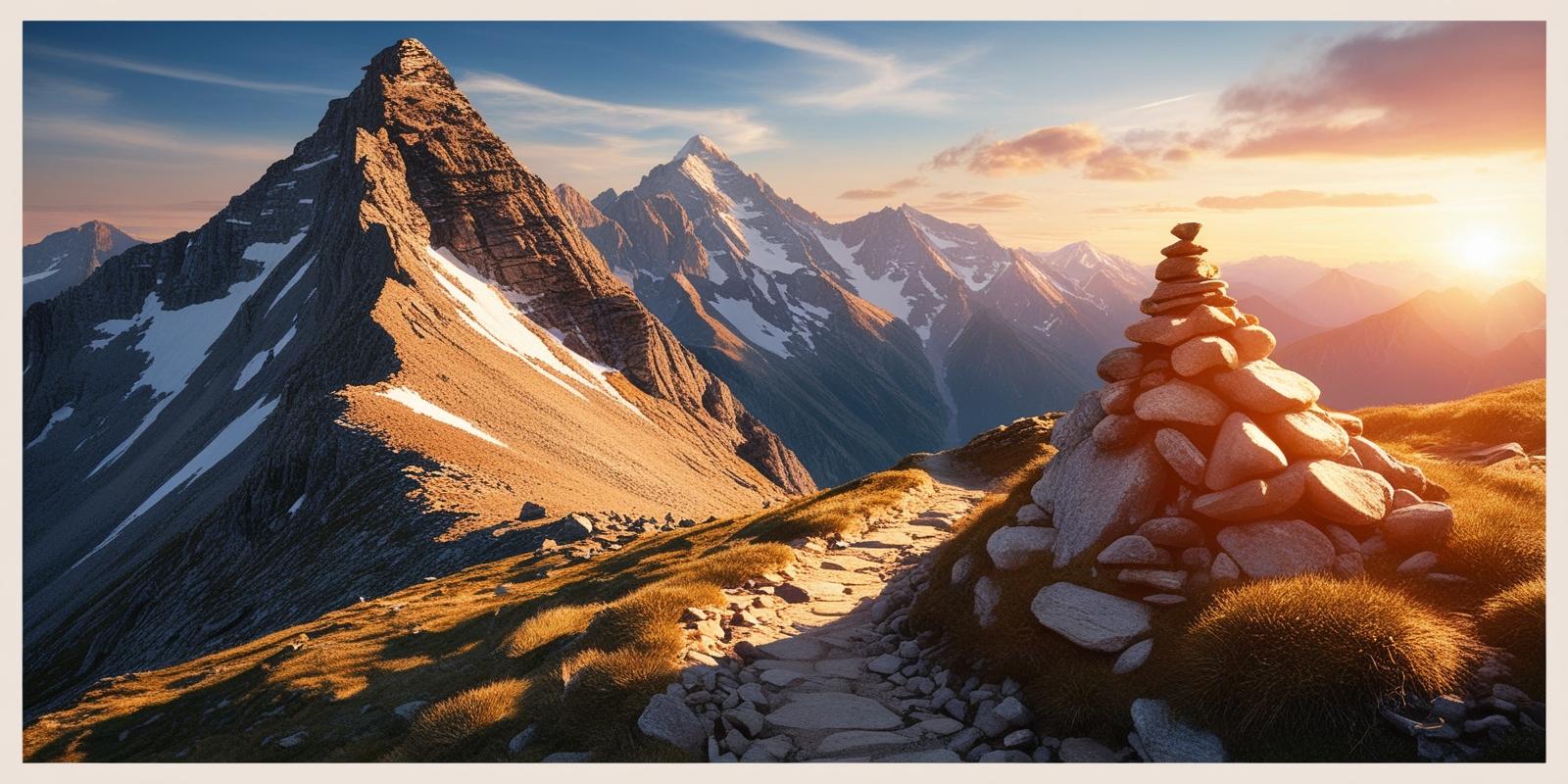 Mountain landscape with cairn